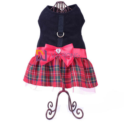 Christmas Vest Pet Dress Brushed Tricot Satin Bow Dog Christmas Dress