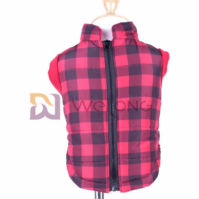 Christmas Plaid Dog Jacket 2*2 RIB  Good Elasticity Opening zippered dog coats