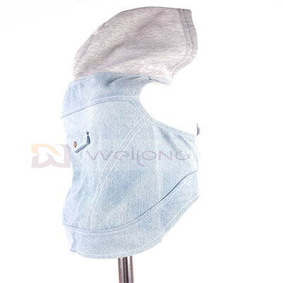 Cotton Denim Puppy Hoodie Blue Vintage Washed Clothes XS-XL