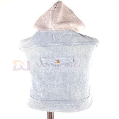 Cotton Denim Puppy Hoodie Blue Vintage Washed Clothes XS-XL