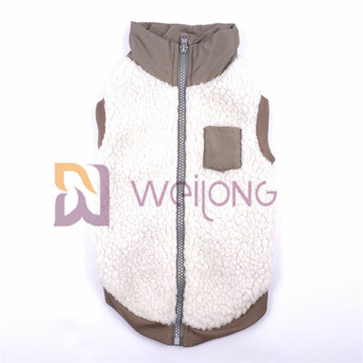 Good Elasticity Silver Zipper Berber Fleece Pet Jacket 2*2 RIB Low Body Dog Jackets For Winter