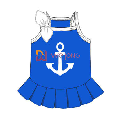 Customized Cvc Jersey Sailor Anchor Pet Dress Breathable Dog Dress Female