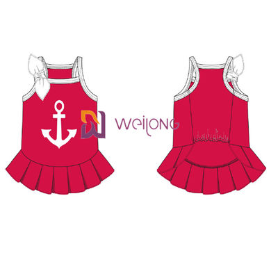 Customized Cvc Jersey Sailor Anchor Pet Dress Breathable Dog Dress Female