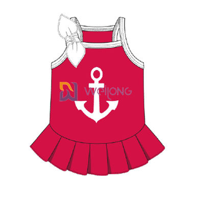 Customized Cvc Jersey Sailor Anchor Pet Dress Breathable Dog Dress Female