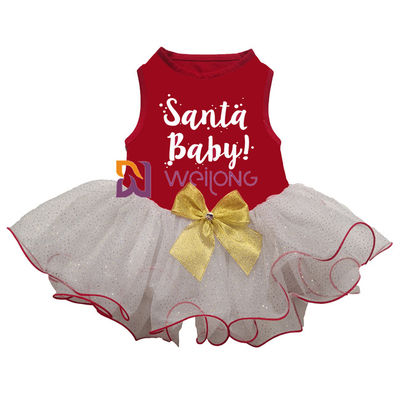 Glitter Tulle Skirt Pet Dress  Custom Rubber Print Dog Princess Dress