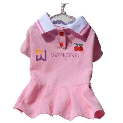 Knitted Rib Collar Embroidered Customized Pet Dress for Spring / Summer