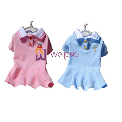 Knitted Rib Collar Embroidered Customized Pet Dress for Spring / Summer