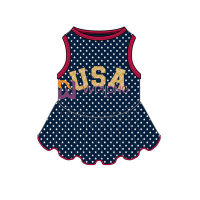 Glitter Print USA Rubber Star CVC Jersey Dog Dress Male Customized