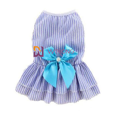 Customizable Color Poly cute dog dresses Satin Bow Cotton Seersucker