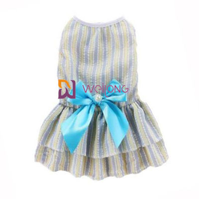 Customizable Color Poly cute dog dresses Satin Bow Cotton Seersucker