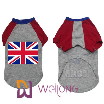 Summer Customizable Pet T Shirts For Dogs Rubber Print UK Flag