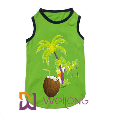 100% Cotton Print Coconut Tree Elasticity Summer Pet T Shirt Hawaii Music Played