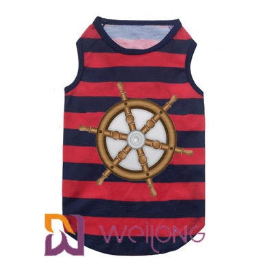 Polyester Customized Rubber Print Stripe Pet T Shirt Dog Birthday Shirt