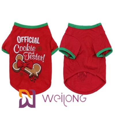CVC Jersey 180G Red Printing Dog Christmas T Shirt Customizable