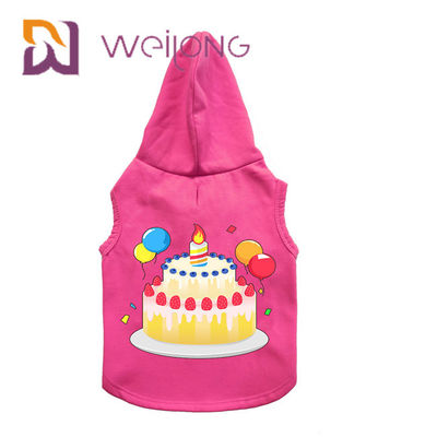 Colourful Rubber Print Birthday Pet Hoodie Customized Pink Dog Hoodie