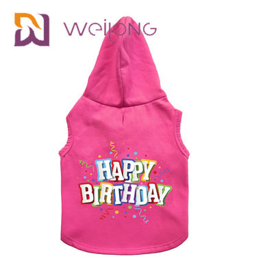Colourful Rubber Print Birthday Pet Hoodie Customized Pink Dog Hoodie