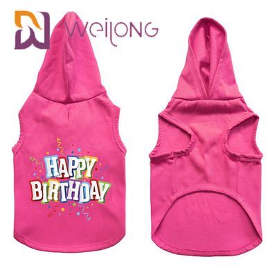 Colourful Rubber Print Birthday Pet Hoodie Customized Pink Dog Hoodie