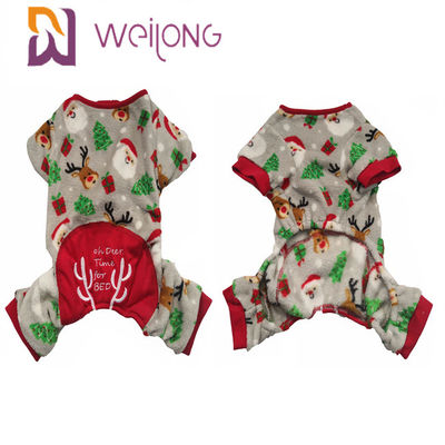 100% Velvet Fabric Dog Christmas Pajamas Customized Embroidered