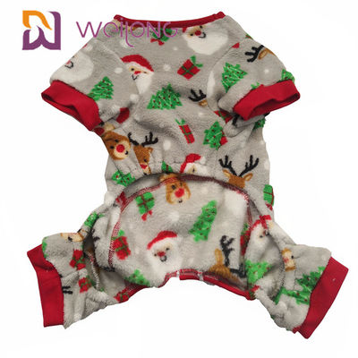 100% Velvet Fabric Dog Christmas Pajamas Customized Embroidered