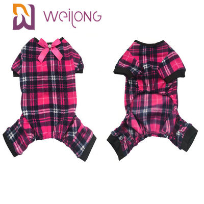 Warm Poly Fleece Dog Pajamas Customizable Bow for Autumn and Winter