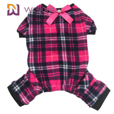 Warm Poly Fleece Dog Pajamas Customizable Bow for Autumn and Winter