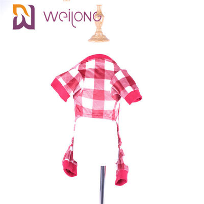 Poly Soft Fabric Red Plaid Dog Pajamas / BSCI Large Dog Pajamas