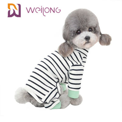 Summer Striped Black And White Plaid Dog Pajamas Customized Yarn Dyed