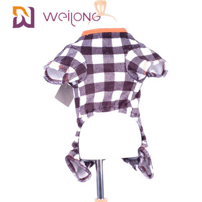 Rubber Print Pumpkin Fleece Dog Pajamas Halloween Plaid Dog Pajamas