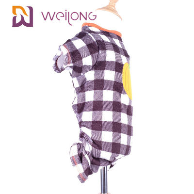 Rubber Print Pumpkin Fleece Dog Pajamas Halloween Plaid Dog Pajamas