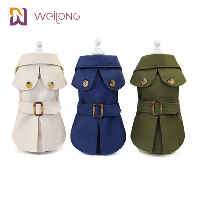 Button Opening Dust Cat Winter Wear Plaid Cotton Canvas Pet Windbreaker For Dogs