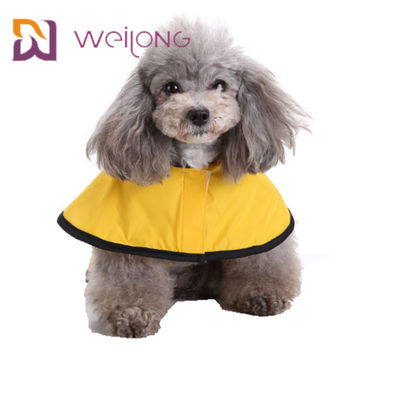 Reflective Striped Yellow Dog Raincoat With Hood PU Leather Lightweight Jackets
