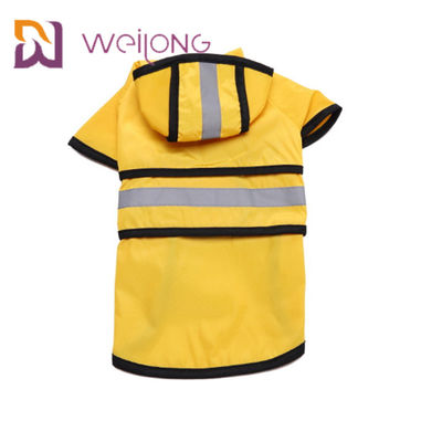 Reflective Striped Yellow Dog Raincoat With Hood PU Leather Lightweight Jackets