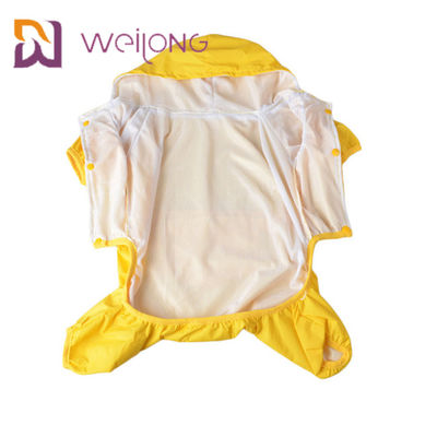 PU Leather Lightweight Yellow Dog Raincoat Jackets Windproof MESH Lining
