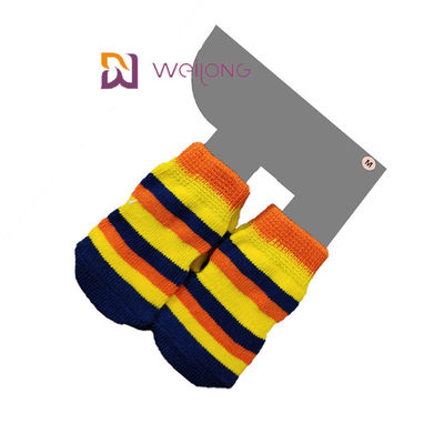 Cat / Dogs Stripe Customized Holiday Pet Socks Cotton Paw Protector For Walking