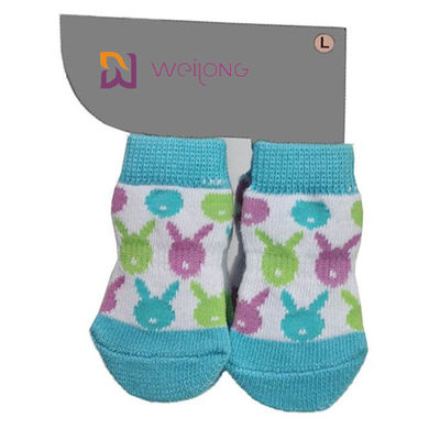 Cotton Spandex Blue Paw Protector Custom Pet Socks Dog Socks To Protect Hardwood Floors